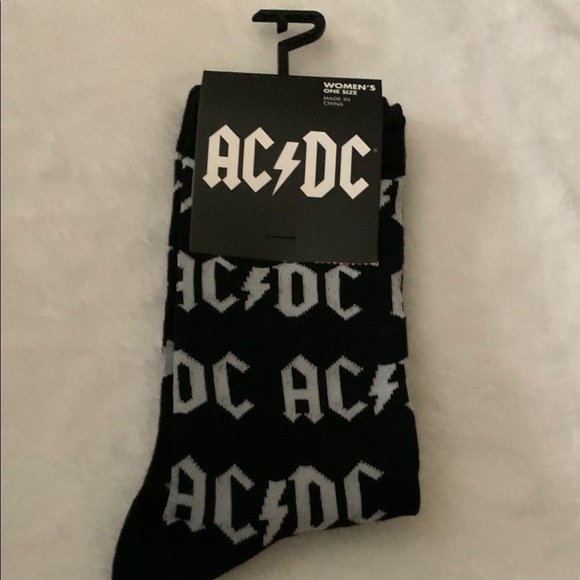 AC/DC | Accessories | Acdc Black And White Crew Socks With Bold Logo ...
